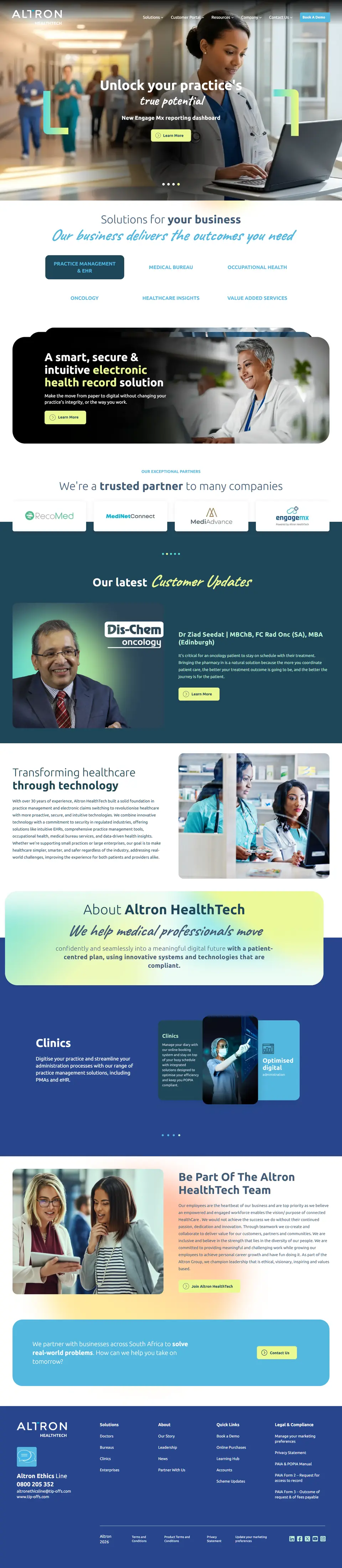 Altron HealthTech enterprise healthcare technology corporate website
